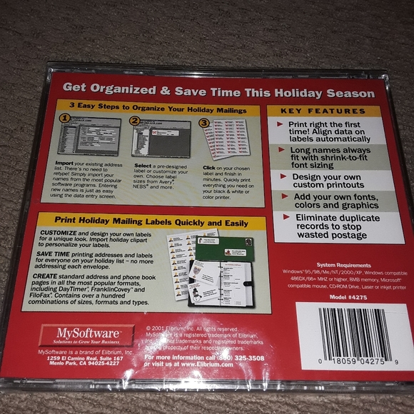 My Holiday Mailing Labels CD Software New Sealed - Picture 2 of 8